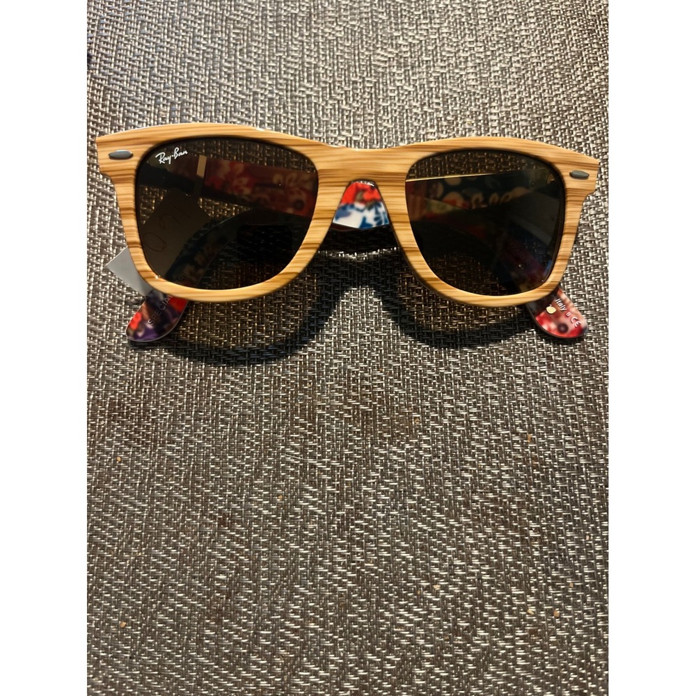 Ray-Ban Wayfarer Special Series Wood Grain Floral Sunglasses RB2140 1138/85 50mm
